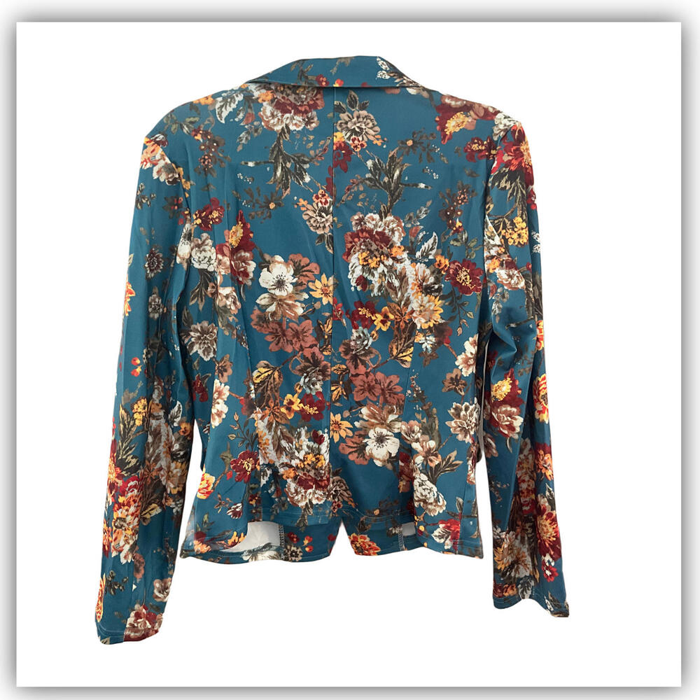 Private Label Teal Floral Velvet Blazer - Picture 3 of 9